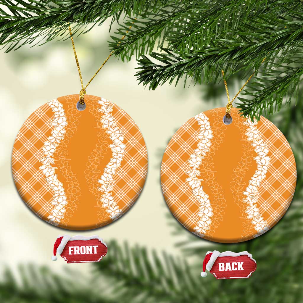 Hawaii Aloha Plumeria Lei Orange Palaka Ceramic Ornament - Polynesian Pride