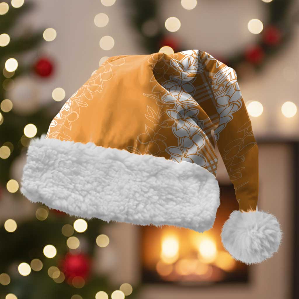 Hawaii Aloha Plumeria Lei Orange Palaka Christmas Santa Hat - Polynesian Pride
