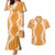 Hawaii Aloha Plumeria Lei Orange Palaka Couples Matching Mermaid Dress and Hawaiian Shirt - Polynesian Pride