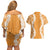 Hawaii Aloha Plumeria Lei Orange Palaka Couples Matching Off Shoulder Short Dress and Hawaiian Shirt - Polynesian Pride