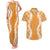 Hawaii Aloha Plumeria Lei Orange Palaka Couples Matching Tank Maxi Dress and Hawaiian Shirt - Polynesian Pride