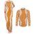 Hawaii Aloha Plumeria Lei Orange Palaka Couples Matching Tank Maxi Dress and Long Sleeve Button Shirt - Polynesian Pride