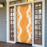 Hawaii Aloha Plumeria Lei Orange Palaka Door Cover - Polynesian Pride