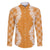 Hawaii Aloha Plumeria Lei Orange Palaka Family Matching Long Sleeve Bodycon Dress and Hawaiian Shirt - Polynesian Pride