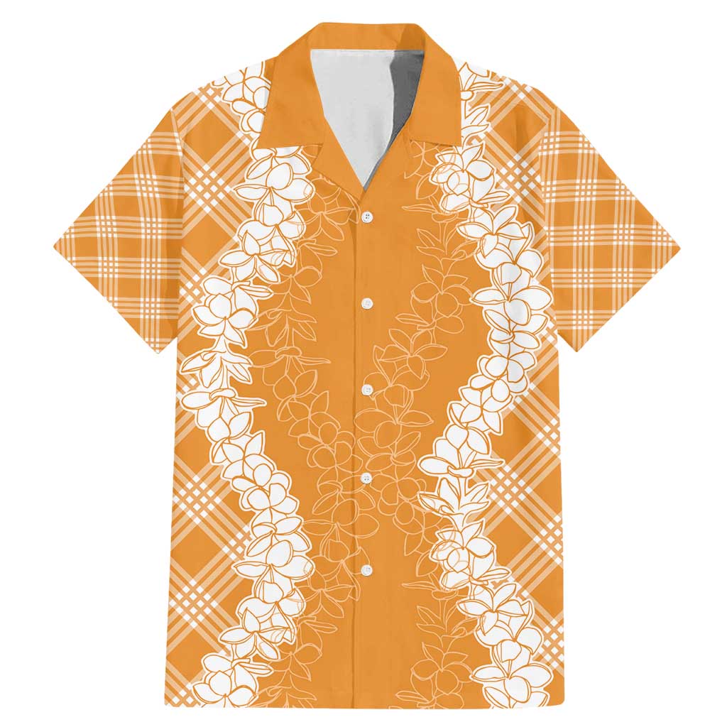 Hawaii Aloha Plumeria Lei Orange Palaka Family Matching Mermaid Dress and Hawaiian Shirt - Polynesian Pride