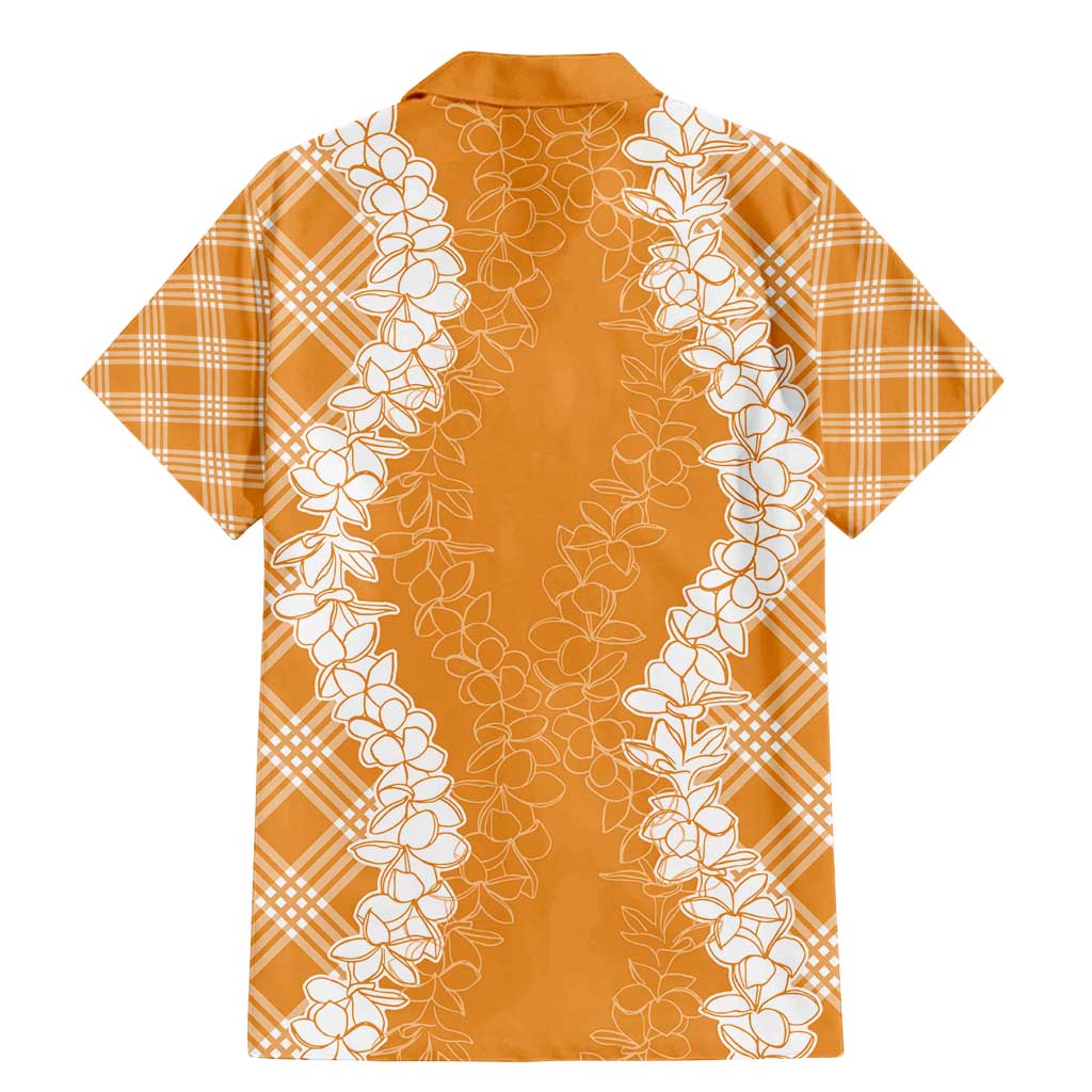 Hawaii Aloha Plumeria Lei Orange Palaka Family Matching Mermaid Dress and Hawaiian Shirt - Polynesian Pride