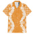 Hawaii Aloha Plumeria Lei Orange Palaka Family Matching Off Shoulder Maxi Dress and Hawaiian Shirt - Polynesian Pride
