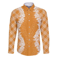 Hawaii Aloha Plumeria Lei Orange Palaka Family Matching Off Shoulder Maxi Dress and Hawaiian Shirt - Polynesian Pride