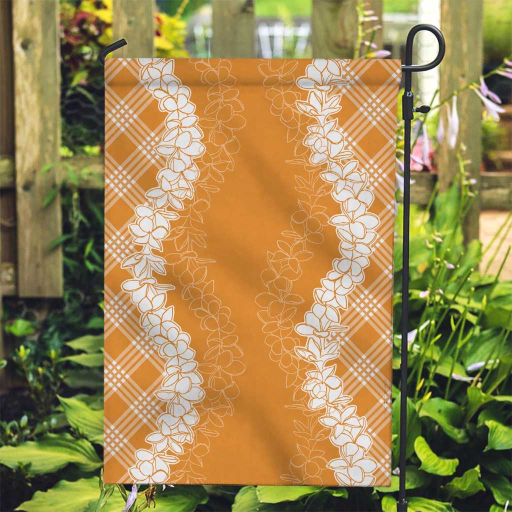 Hawaii Aloha Plumeria Lei Orange Palaka Garden Flag - Polynesian Pride