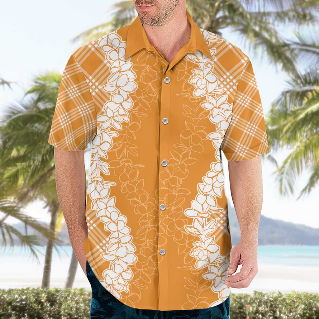 Hawaii Aloha Plumeria Lei Orange Palaka Hawaiian Shirt - Polynesian Pride