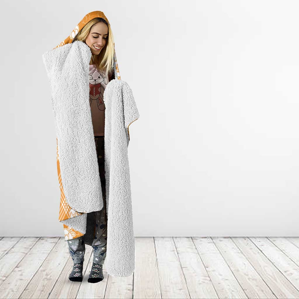 Hawaii Aloha Plumeria Lei Orange Palaka Hooded Blanket - Polynesian Pride