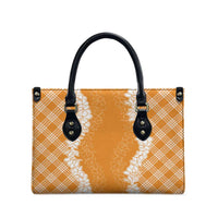 Hawaii Aloha Plumeria Lei Orange Palaka Leather Bag - Polynesian Pride