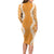 Hawaii Aloha Plumeria Lei Orange Palaka Long Sleeve Bodycon Dress - Polynesian Pride