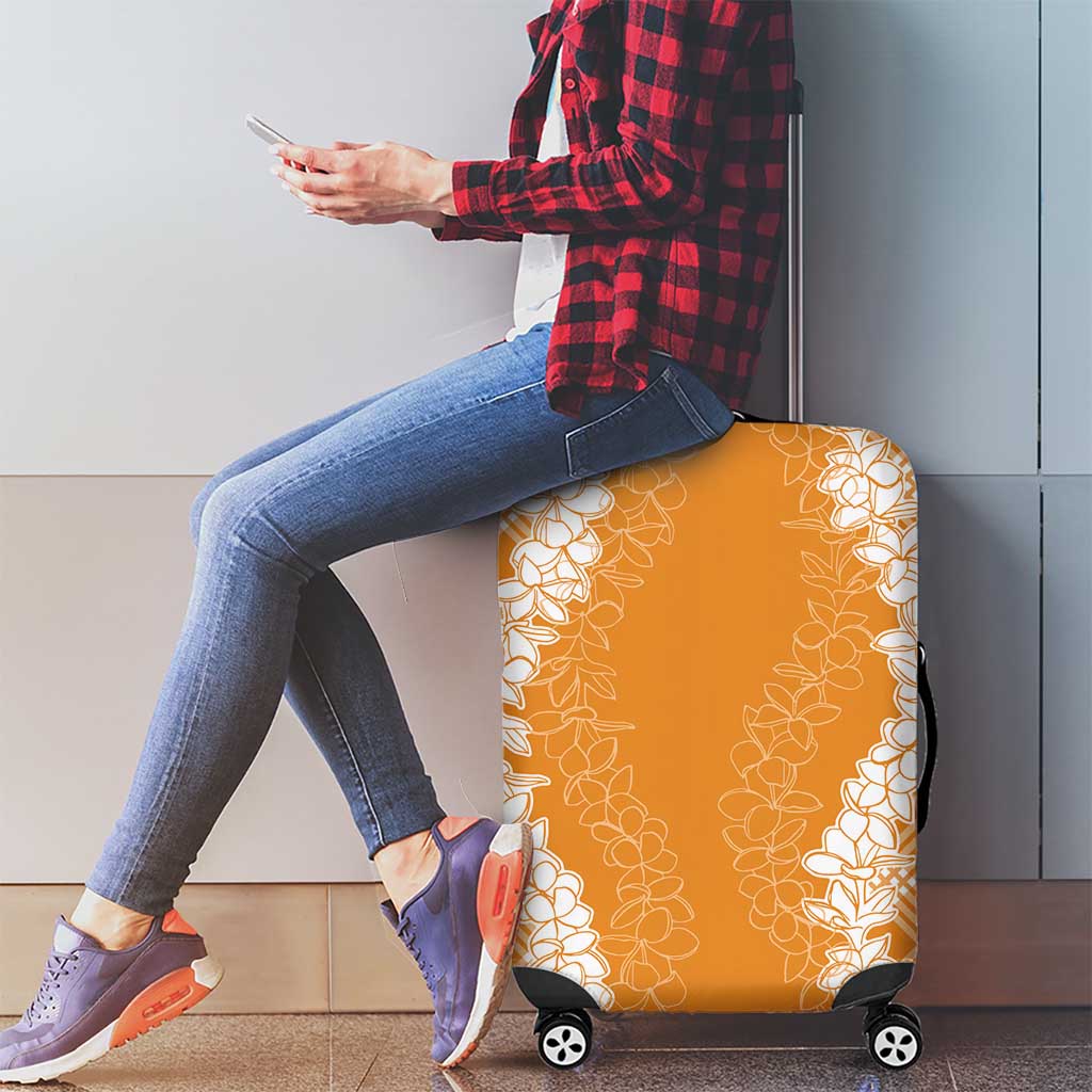 Hawaii Aloha Plumeria Lei Orange Palaka Luggage Cover - Polynesian Pride