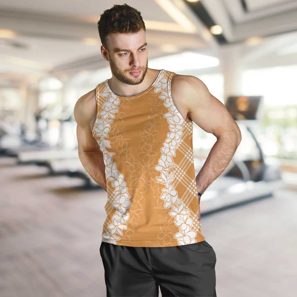 Hawaii Aloha Plumeria Lei Orange Palaka Men Tank Top - Polynesian Pride