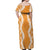 Hawaii Aloha Plumeria Lei Orange Palaka Off Shoulder Maxi Dress - Polynesian Pride