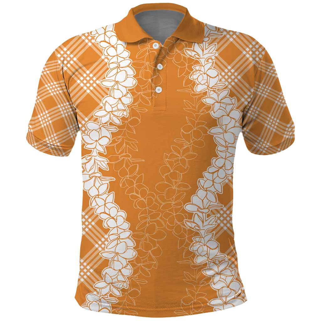 Hawaii Aloha Plumeria Lei Orange Palaka Polo Shirt - Polynesian Pride