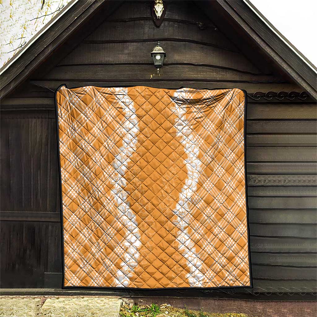 Hawaii Aloha Plumeria Lei Orange Palaka Quilt LT7 - Polynesian Pride