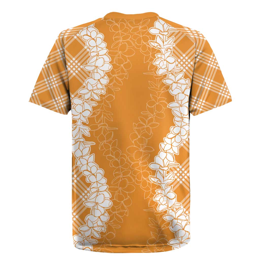 Hawaii Aloha Plumeria Lei Orange Palaka Rugby Jersey - Polynesian Pride