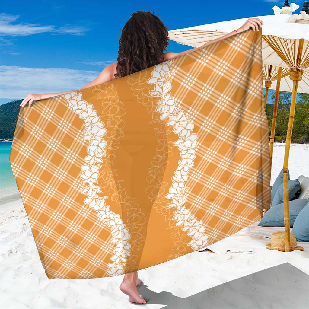 Hawaii Aloha Plumeria Lei Orange Palaka Sarong - Polynesian Pride