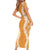 Hawaii Aloha Plumeria Lei Orange Palaka Short Sleeve Bodycon Dress - Polynesian Pride