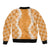 Hawaii Aloha Plumeria Lei Orange Palaka Sleeve Zip Bomber Jacket - Polynesian Pride