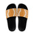 Hawaii Aloha Plumeria Lei Orange Palaka Slide Sandals - Polynesian Pride