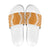 Hawaii Aloha Plumeria Lei Orange Palaka Slide Sandals - Polynesian Pride
