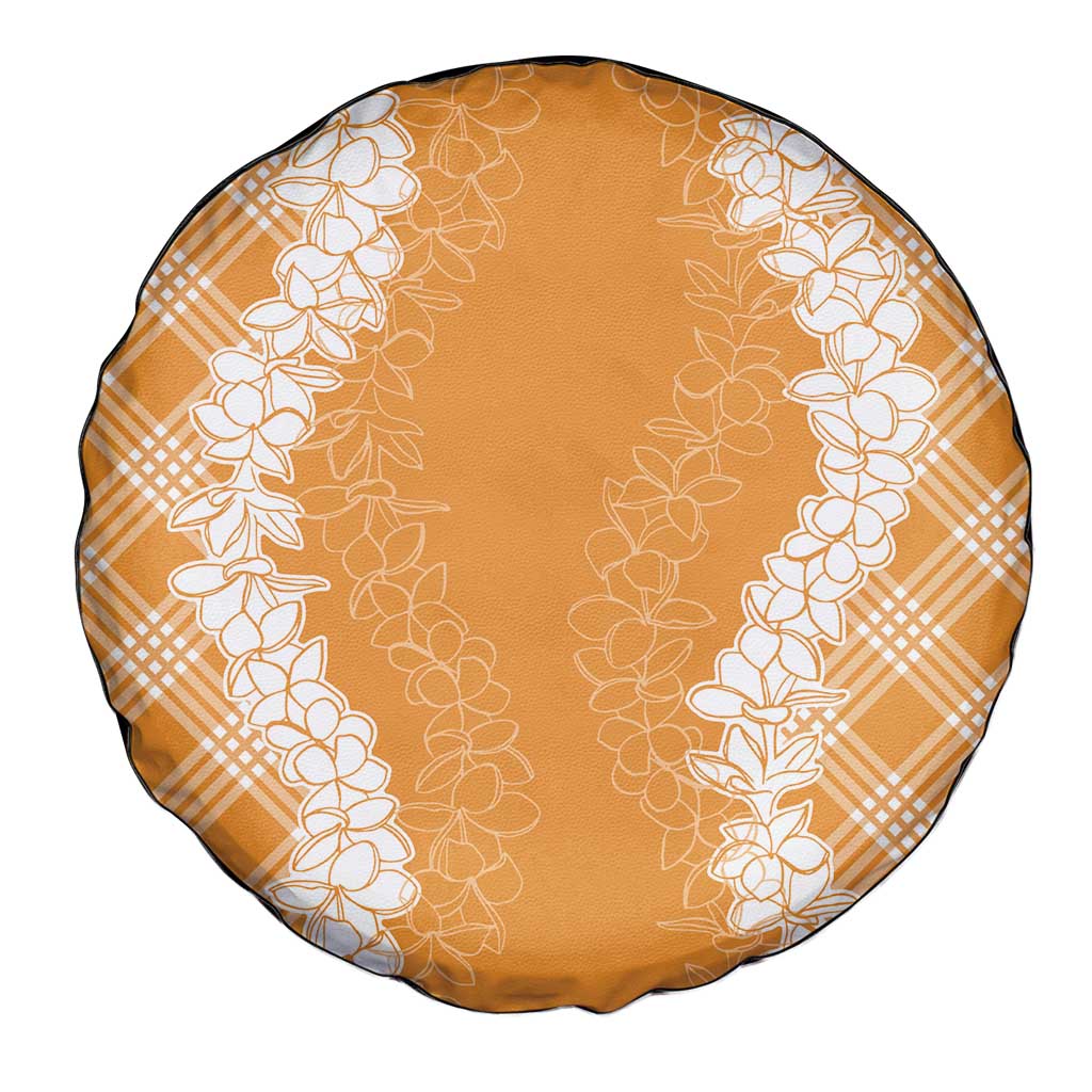 Hawaii Aloha Plumeria Lei Orange Palaka Spare Tire Cover - Polynesian Pride