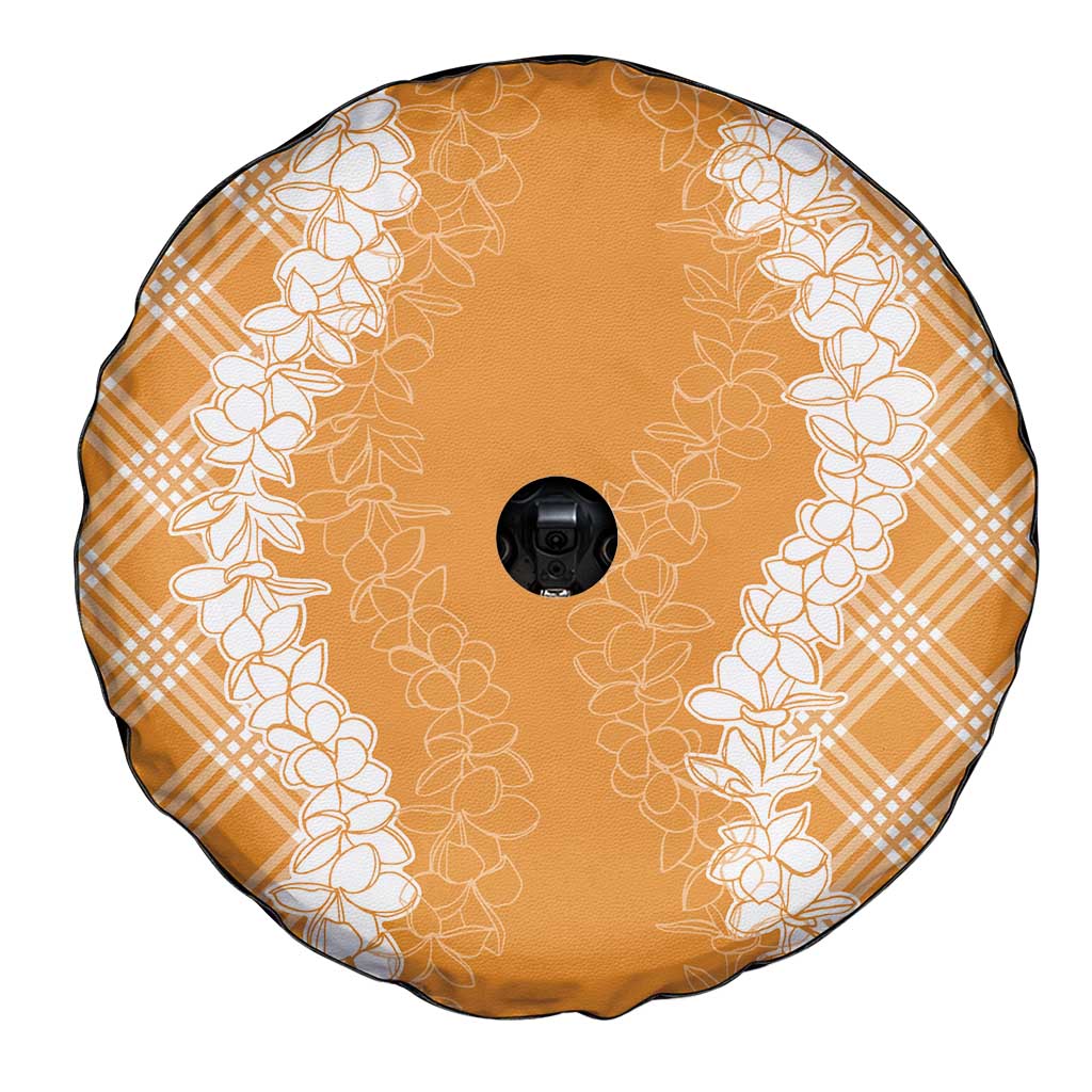 Hawaii Aloha Plumeria Lei Orange Palaka Spare Tire Cover - Polynesian Pride