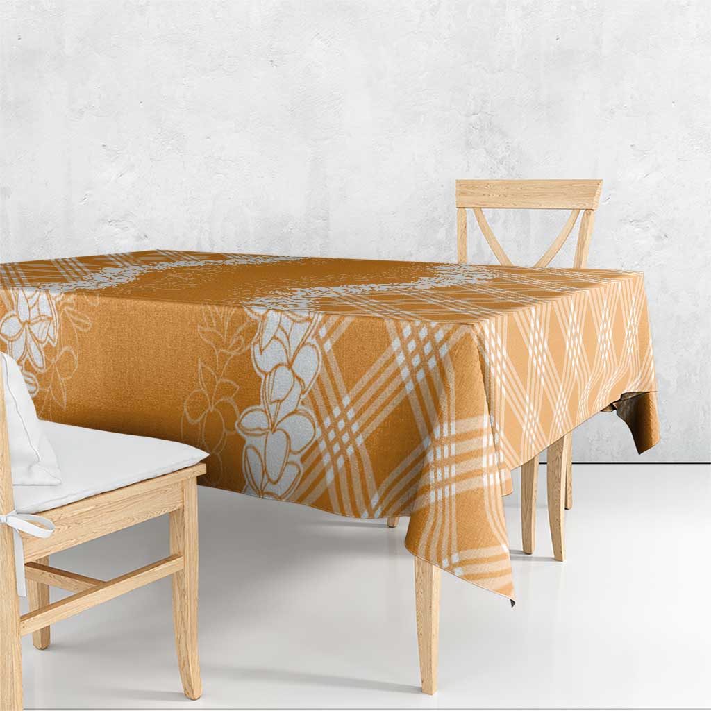 Hawaii Aloha Plumeria Lei Orange Palaka Tablecloth - Polynesian Pride