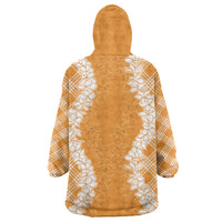 Hawaii Aloha Plumeria Lei Orange Palaka Wearable Blanket Hoodie LT7 - Polynesian Pride