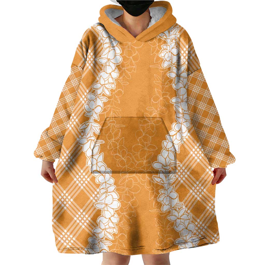 Hawaii Aloha Plumeria Lei Orange Palaka Wearable Blanket Hoodie LT7 - Polynesian Pride