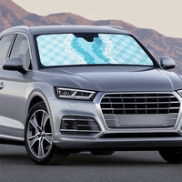 Hawaii Aloha Plumeria Lei Turquoise Palaka Auto Sun Shade - Polynesian Pride