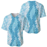 Hawaii Aloha Plumeria Lei Turquoise Palaka Baseball Jersey - Polynesian Pride
