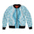 Hawaii Aloha Plumeria Lei Turquoise Palaka Bomber Jacket - Polynesian Pride