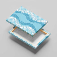 Hawaii Aloha Plumeria Lei Turquoise Palaka Canvas Wall Art - Polynesian Pride