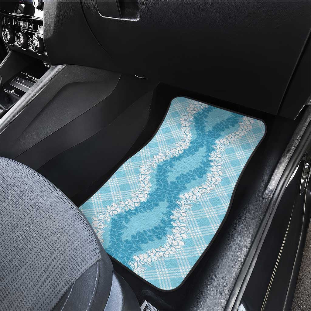 Hawaii Aloha Plumeria Lei Turquoise Palaka Car Mats - Polynesian Pride