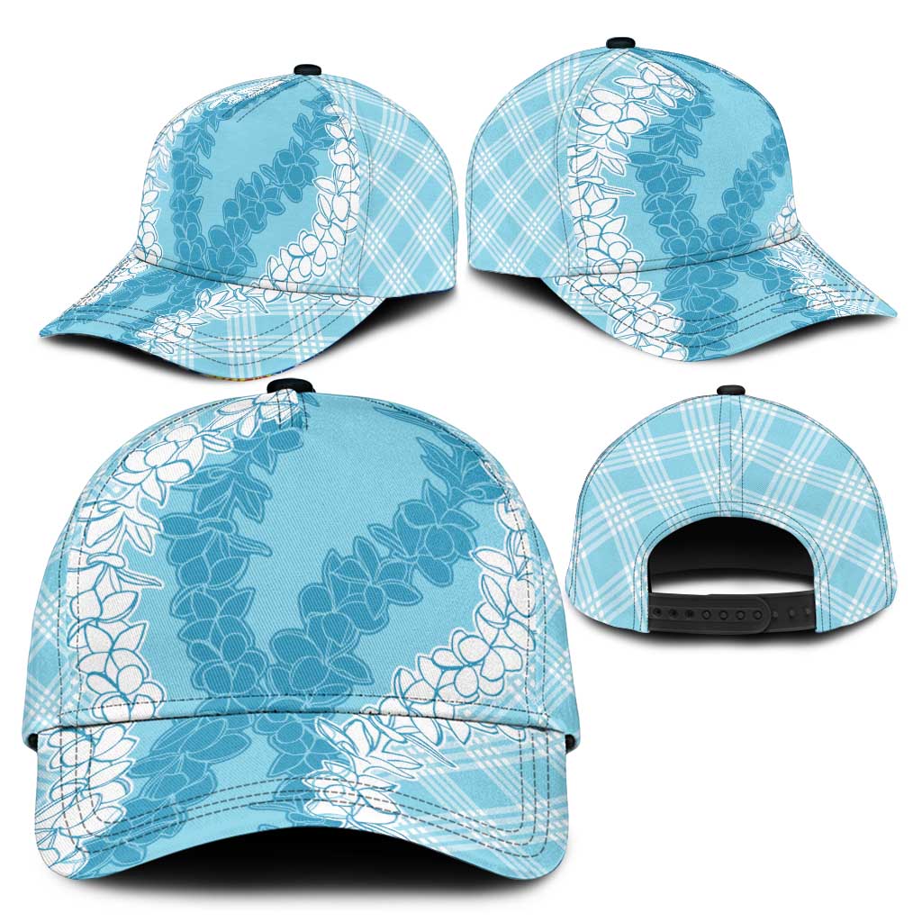 Hawaii Aloha Plumeria Lei Turquoise Palaka Classic Cap - Polynesian Pride