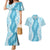 Hawaii Aloha Plumeria Lei Turquoise Palaka Couples Matching Mermaid Dress and Hawaiian Shirt - Polynesian Pride