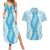 Hawaii Aloha Plumeria Lei Turquoise Palaka Couples Matching Summer Maxi Dress and Hawaiian Shirt - Polynesian Pride