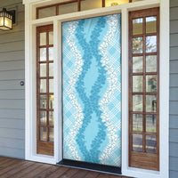 Hawaii Aloha Plumeria Lei Turquoise Palaka Door Cover - Polynesian Pride