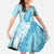 Hawaii Aloha Plumeria Lei Turquoise Palaka Family Matching Off Shoulder Maxi Dress and Hawaiian Shirt - Polynesian Pride