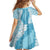 Hawaii Aloha Plumeria Lei Turquoise Palaka Family Matching Off Shoulder Short Dress and Hawaiian Shirt - Polynesian Pride