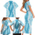 Hawaii Aloha Plumeria Lei Turquoise Palaka Family Matching Short Sleeve Bodycon Dress and Hawaiian Shirt - Polynesian Pride