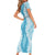 Hawaii Aloha Plumeria Lei Turquoise Palaka Family Matching Short Sleeve Bodycon Dress and Hawaiian Shirt - Polynesian Pride