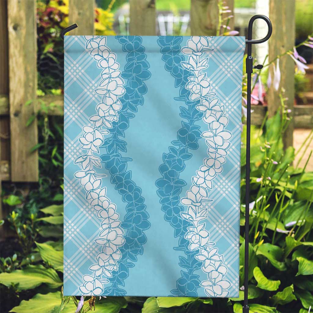 Hawaii Aloha Plumeria Lei Turquoise Palaka Garden Flag - Polynesian Pride