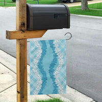 Hawaii Aloha Plumeria Lei Turquoise Palaka Garden Flag - Polynesian Pride