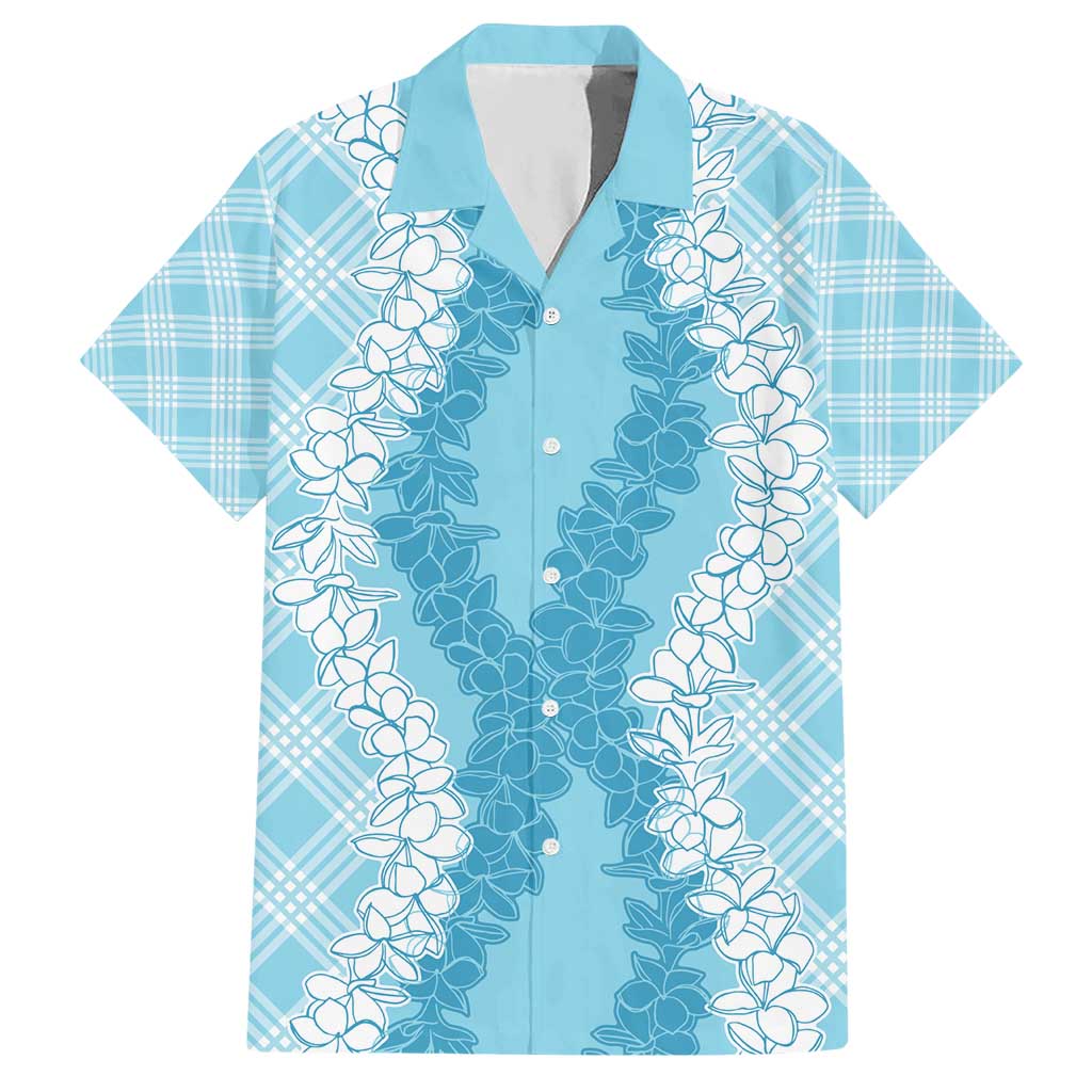 Hawaii Aloha Plumeria Lei Turquoise Palaka Hawaiian Shirt - Polynesian Pride