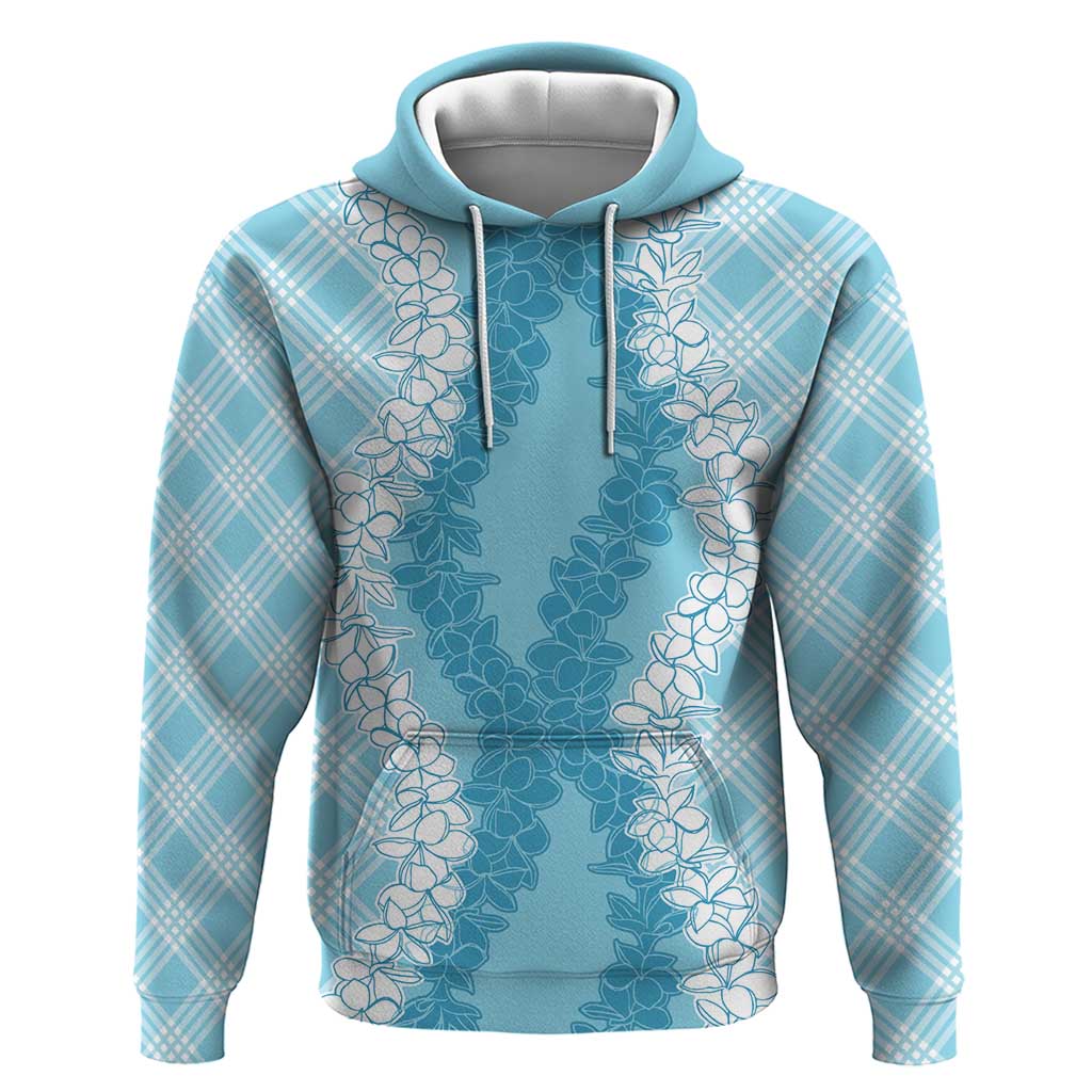 Hawaii Aloha Plumeria Lei Turquoise Palaka Hoodie - Polynesian Pride